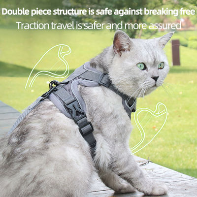 Leash for small dogs and cats with reflective breathable vest pet harness