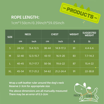 New dog leash small and medium-sized dog chest harness cartoon dinosaur dog walking rope reflective pet chest harness
