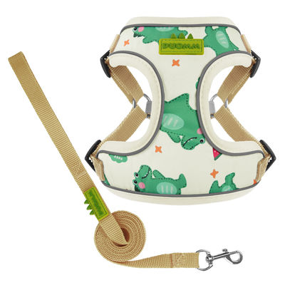 New dog leash small and medium-sized dog chest harness cartoon dinosaur dog walking rope reflective pet chest harness
