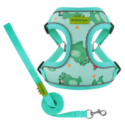 New dog leash small and medium-sized dog chest harness cartoon dinosaur dog walking rope reflective pet chest harness