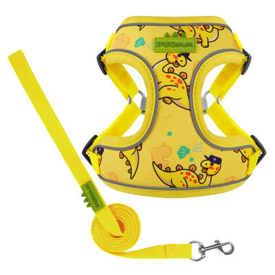 New dog leash small and medium-sized dog chest harness cartoon dinosaur dog walking rope reflective pet chest harness