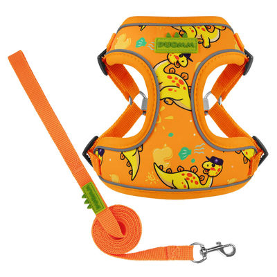 New dog leash small and medium-sized dog chest harness cartoon dinosaur dog walking rope reflective pet chest harness