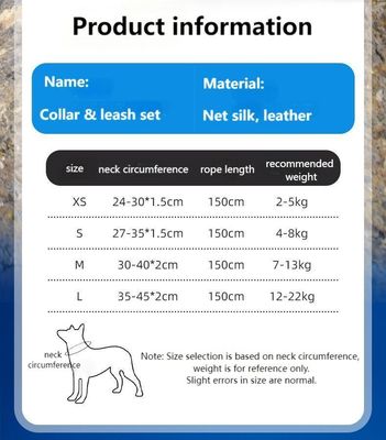 Small and medium-sized dog collar traction set anti-breakaway pet collar dog traction rope