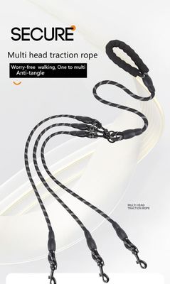 Dog leash multifunctional one-to-three dog leash reflective pet leash